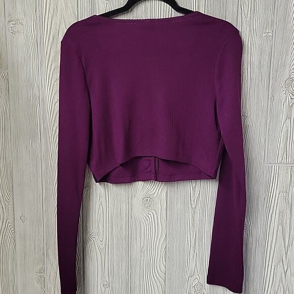 Savage X Fenty Cropped Long Sleeve Purple Cardigan Sweater Womens Size 12-14 NWT - Picture 3 of 10